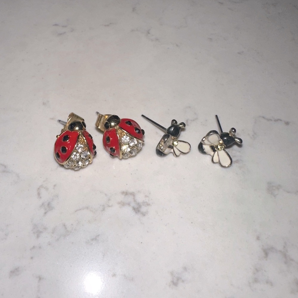 Bee & ladybug earrings